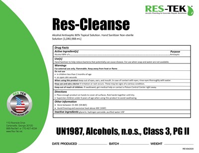 1040988 ml label - Res Cleanse 275 gal